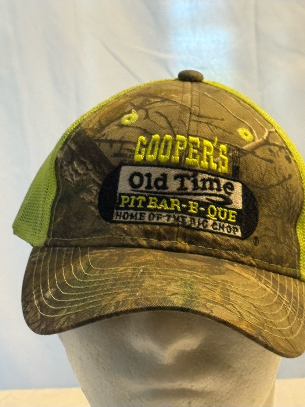 Old Time Pit Bar-B-Que Camo Trucker Hat - Green